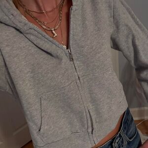Brandy-melville Women's Grey Hoodie